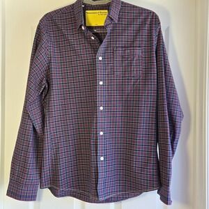 Descendant‎ of Thieves Shirt Men's Size Large Red Plaid Button Down Cotton